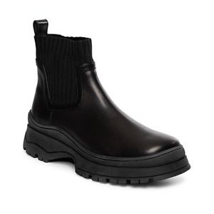 STAUD Bow Lug-Sole Leather Sock Boots